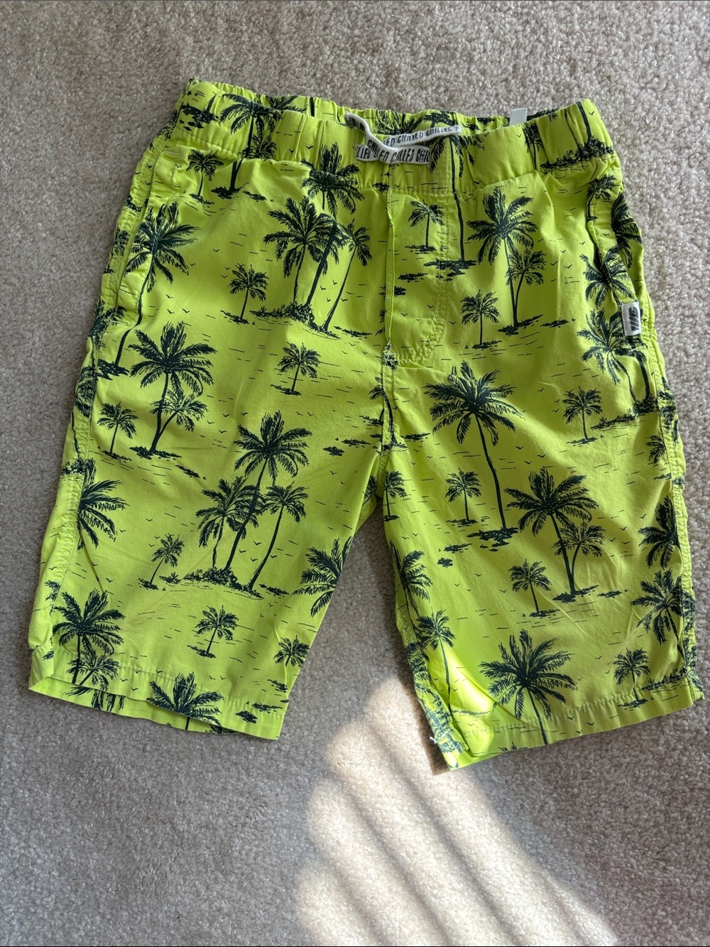 Zara Neon Green Palm Print Kids Shorts